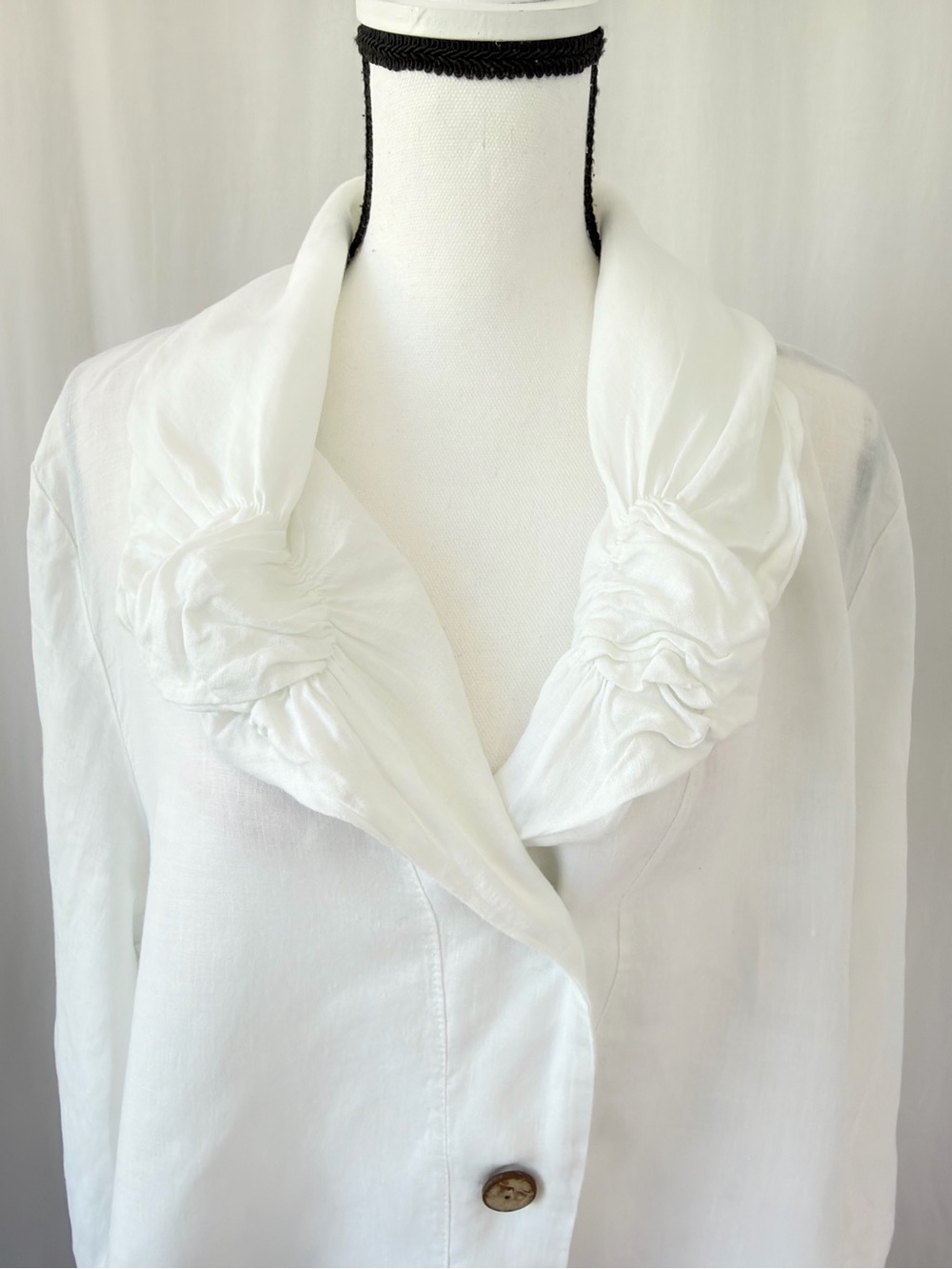 Tempo Paris 100% linen White jacket/top artistic lagenlook Made in Italy Medium - Picture 9 of 17